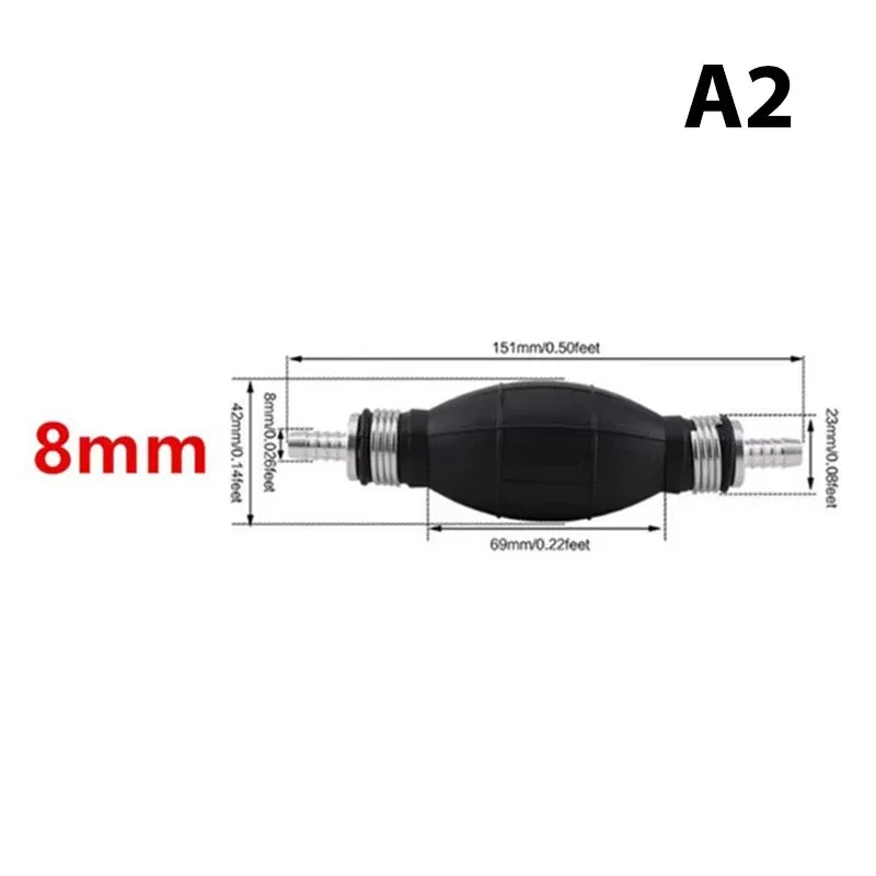 Manual Fuel Transfer Pump Rubber Aluminum Hand Primer Bulb Diesel Zpaxo 8mm