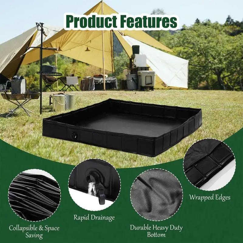 Foldable Shower Base Outdoor Tent RV Camping Awning Tray Portable Pan