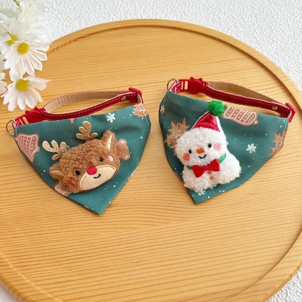 Christmas Dog & Cat Collar with Triangle Scarf – Adjustable Pet Holiday Collar Zpaxo