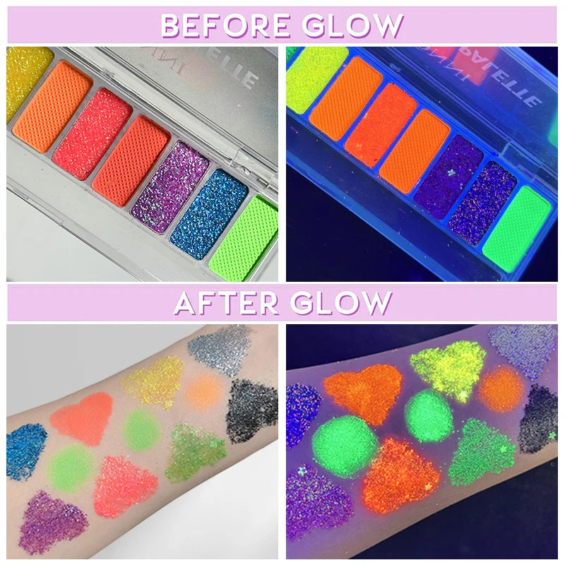 10-Color Fluorescent Dark Eyeshadow Palette Pigmented Pearlescent Zpaxo