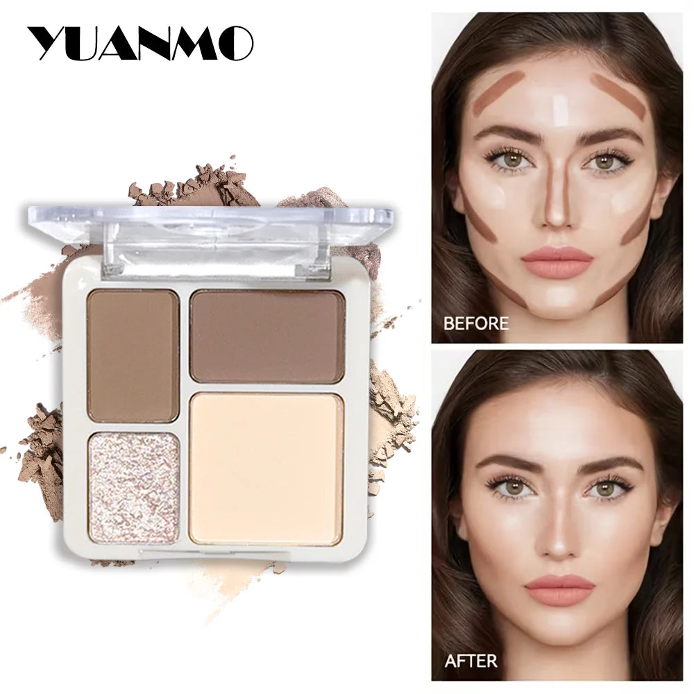 Four-color Highlighter Contour Palette Matte Long-lasting Brightening Zpaxo