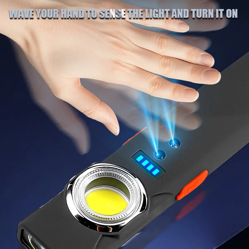 LED Sensor Flashlight – Rechargeable Magnetic Work Torch