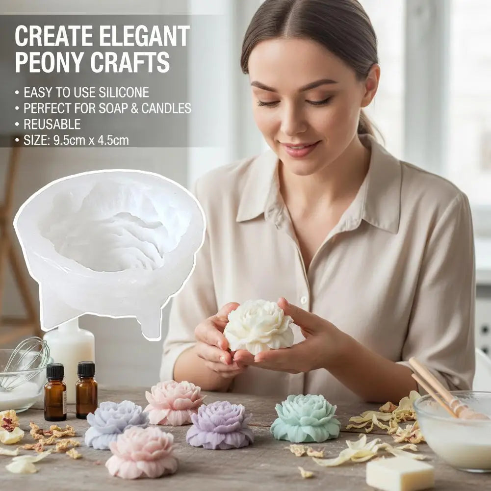 3D Peony Rose Silicone Mold – Soap, Candle, Chocolate & Cake Silicone Craft Mold Zpaxo