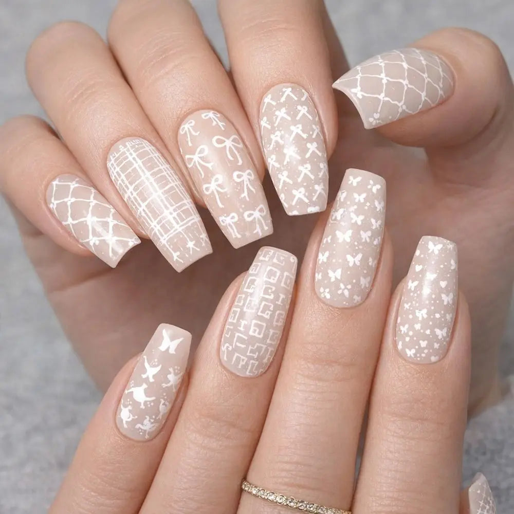 Bowknot Patterns Nail Art Stamping Plates Kawaii Bow Image High-Precision Nail Art Stencil Stainless Steel DIY Printing Zpaxo