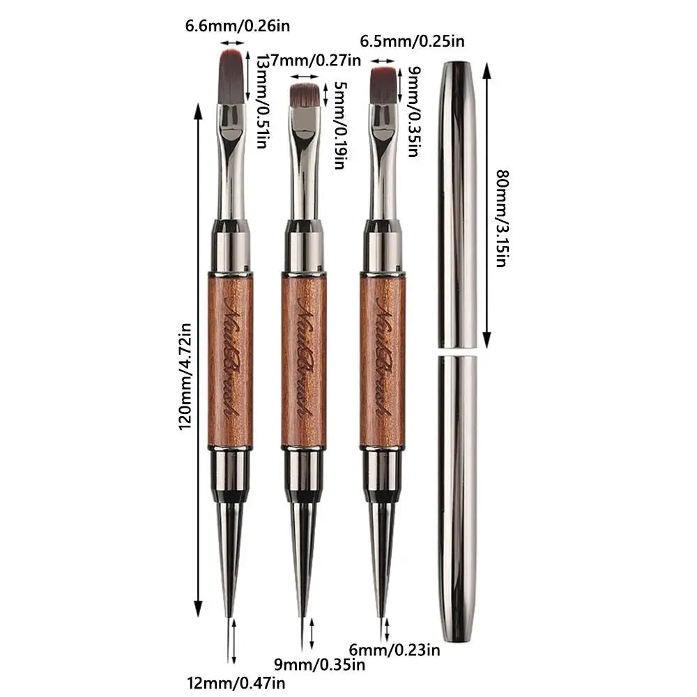 Durable Sandalwood Pole Nail Art Brush Dual-ended Professional Liner Zpaxo