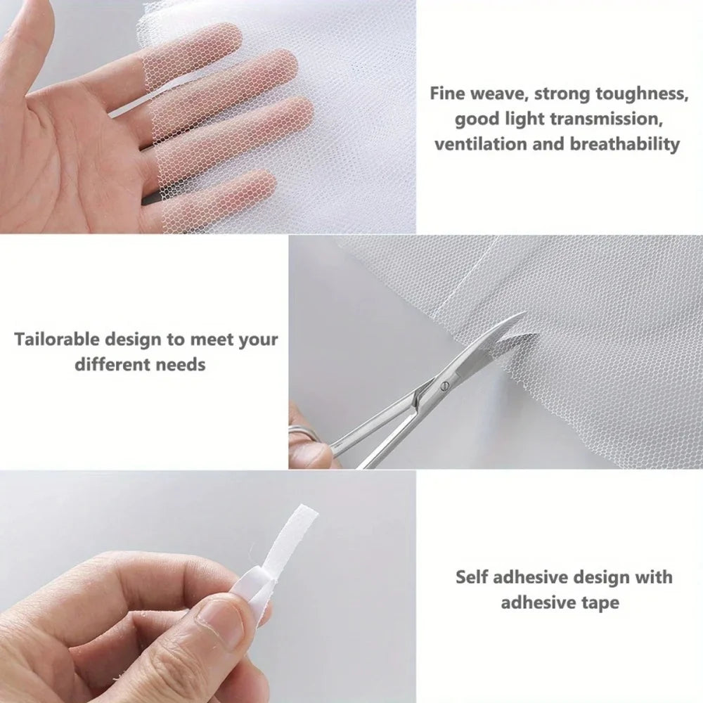Anti Fly Mosquito Net DIY Self-Adhesive Fly Mosquito Window Net Mesh Mosquito Insect Bug Net Curtains Zpaxo
