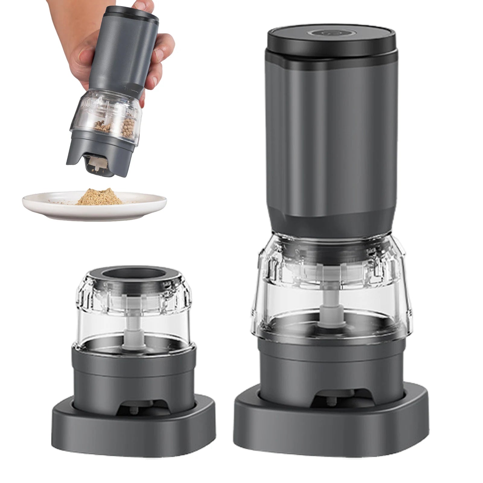 Quick Spice Grinder Pepper Grinder Mill Rechargeable Electric Salt Pepper Grinder Adjustable Spice Mill Automatic Kitchen Gadget Zpaxo