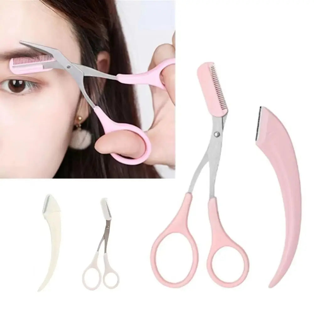 with Comb Eyebrow Trimmer Stainless Steel Multifounction Eyebrow Trimming Scissors Ultra-Smooth Brow Trimmer Makeup Tool Zpaxo