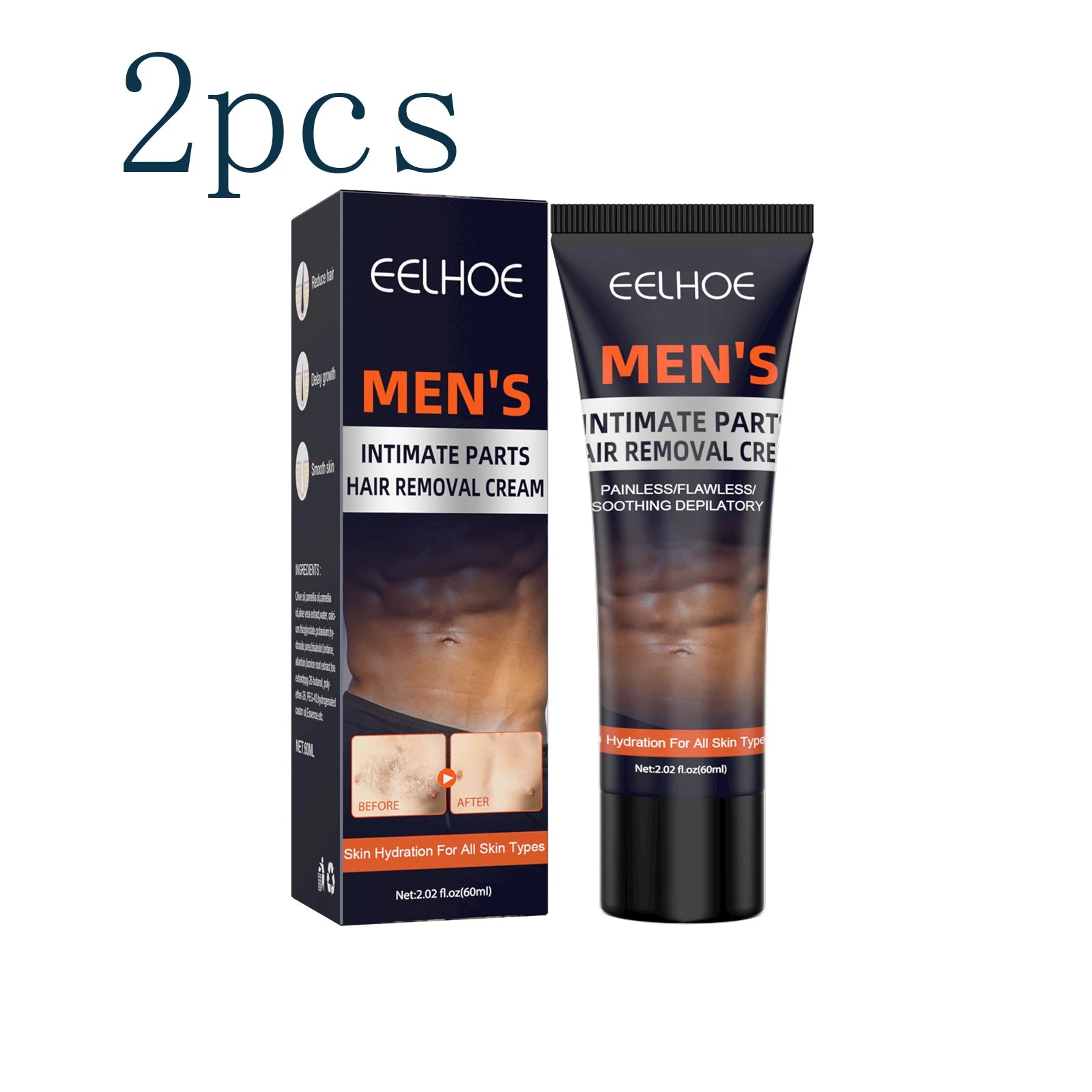 Men's Hair Removal Cream, Gentle & Non-Irritating, For Chest, Armpit & Leg Hair, Smooth Full-Body Hair Removal Cream for Men Zpaxo 2pcs