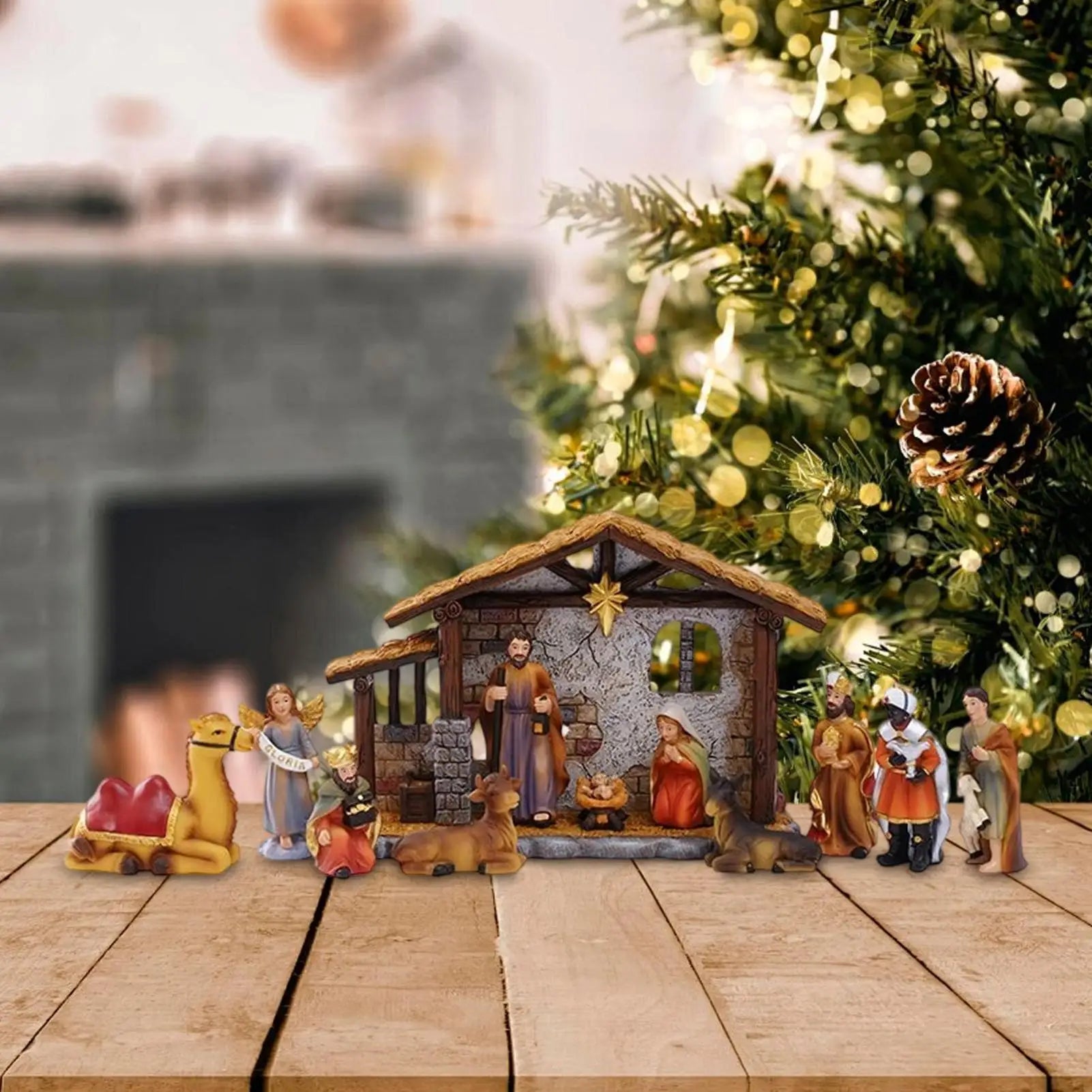 Christmas Nativity Nativity Scene Manger Religious Decor Miniature Figurines Home Decor for Patio Office School Living Room Zpaxo