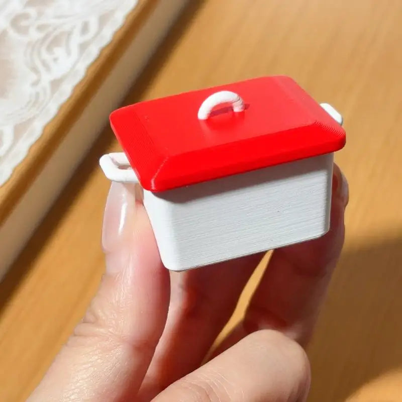 ▶1Pcs 1/12 Dollhouse Miniature Pancake Box Plate Model With Lid Kitchen Accessories For Doll House Decor Kids Toys Gift Zpaxo Red