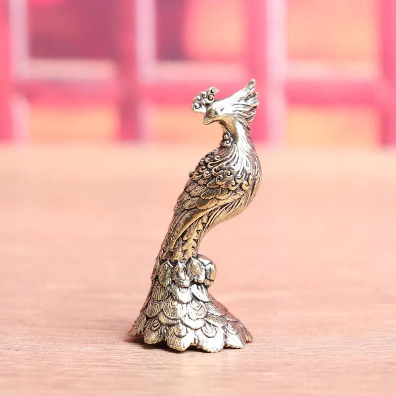 Antique Brass Peacock Vintage Animal Miniature Desktop D Cor Home Zpaxo A2