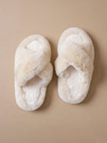 Cross Warm Fluffy Furry Slippers Women Lightweight Flat Heels Fur