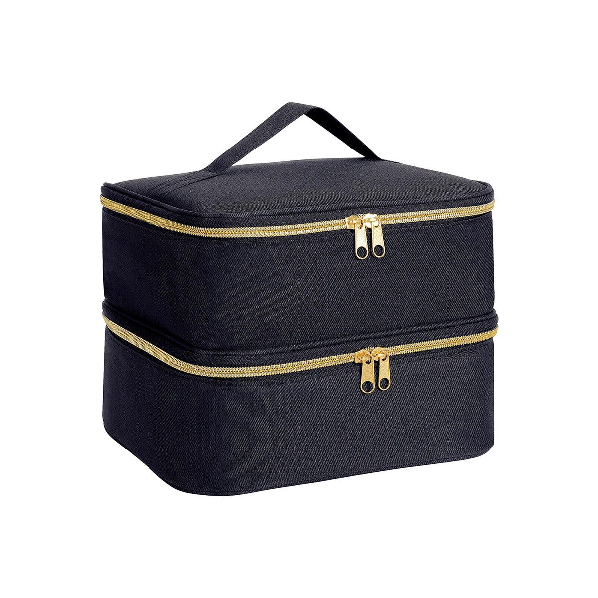 Double Layer Nail Polish Organizer Cosmetic Tote Bag Cosmetic Organizer Bag Zpaxo black