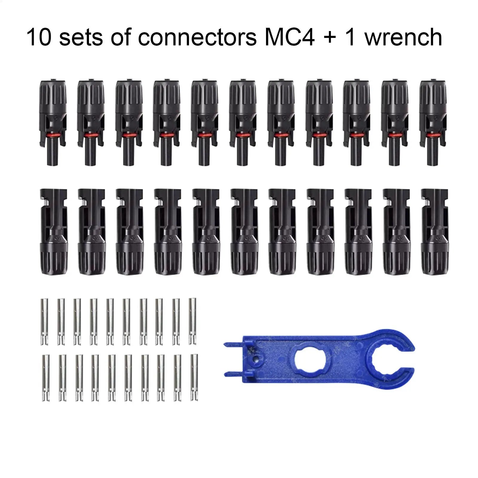 Solar Connectors 10-pair Solar Cable Connectors Mc4 High-Efficiency Waterproof Male Female Wire Crimping Tools for Home Ground Zpaxo