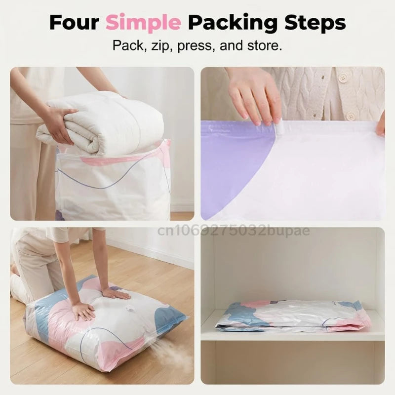 No-Pump Vacuum Storage Bags, Pump-Free Large Capacity Vacuum Storage Bags, Large Vacuum Compression Bags Without A Pump Fo Zpaxo