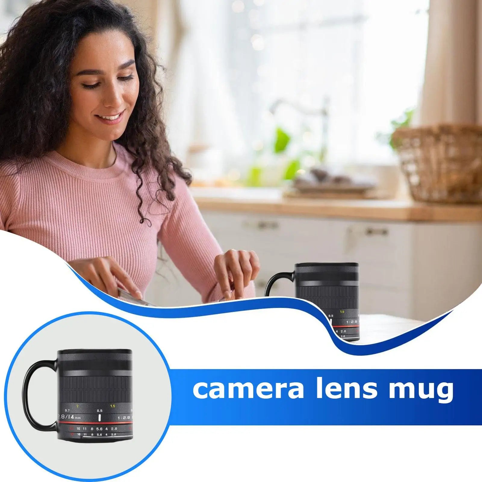 Camera Lens Coffee Cup Ceramic Handle Funny Mug Women Men Tea