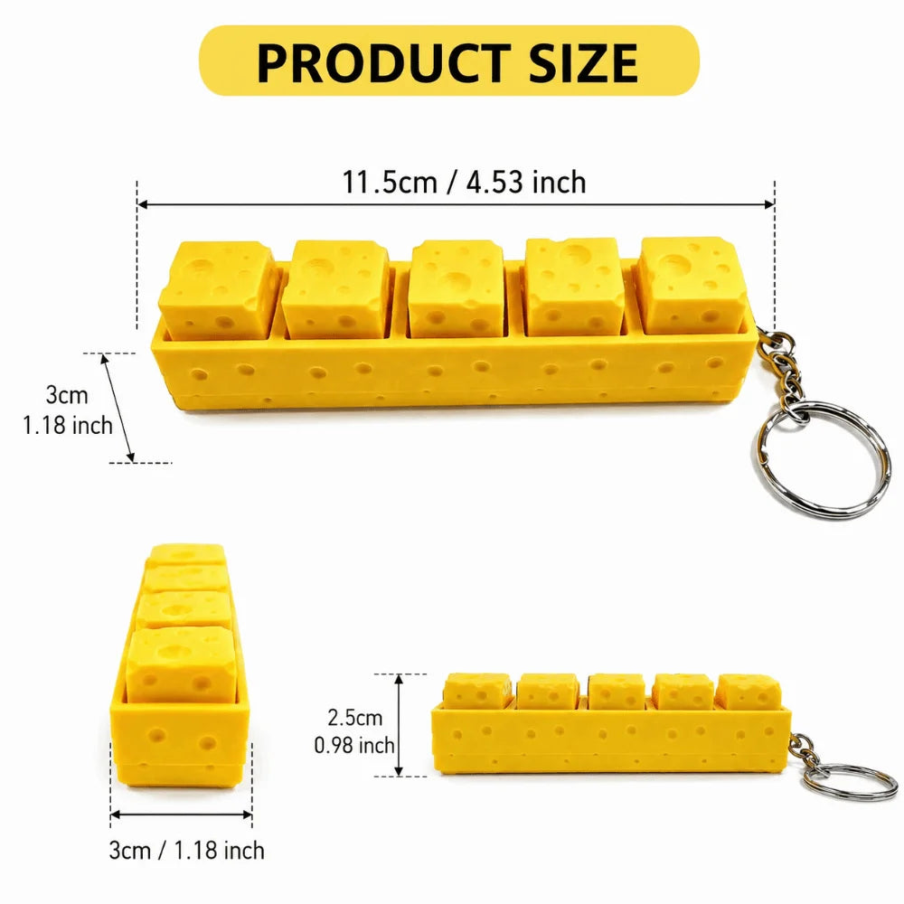 Lovely Cheese Shape Clicker Fidget Keychain Tactile Keyboard Press Zpaxo