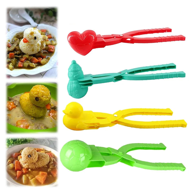 DIY Snowball Maker Sushi Mold With Handle Cute Duck Shaped Rice Mold Maker Clip Children Outdoor Plastic Duck Rice Mold Zpaxo