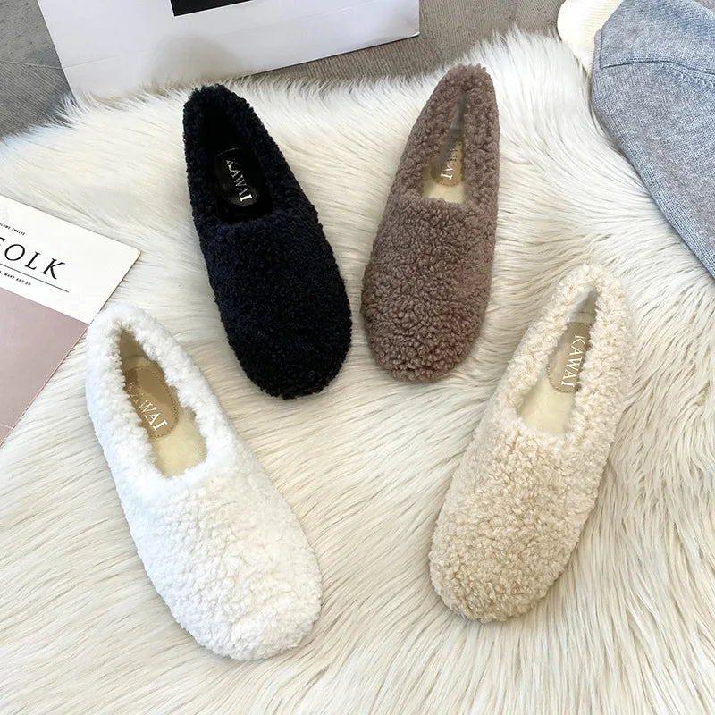 Flat Shoes for Women Autumn Winter Lamb Plus Size Women's Shoes 41-43 Loafers Women Zapatos Mujer Ladies Shoes Zpaxo