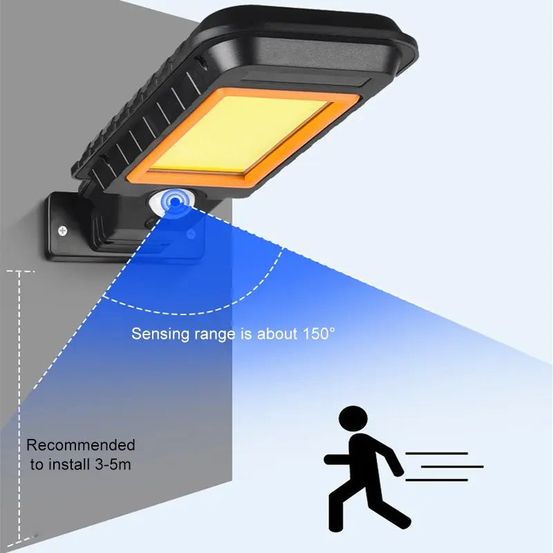 Solar Wall Light 128 COB LED – Motion Sensor & Remote Control