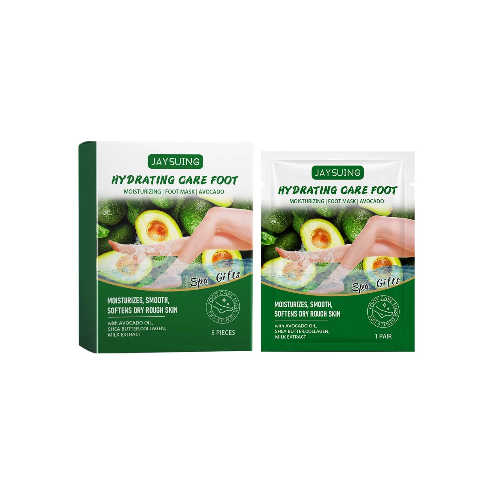 Jaysuing Exfoliating Foot Mask – Remove Dead Skin & Moisturize (5pcs) Foot Peel Mask Zpaxo Avocado 5pcs