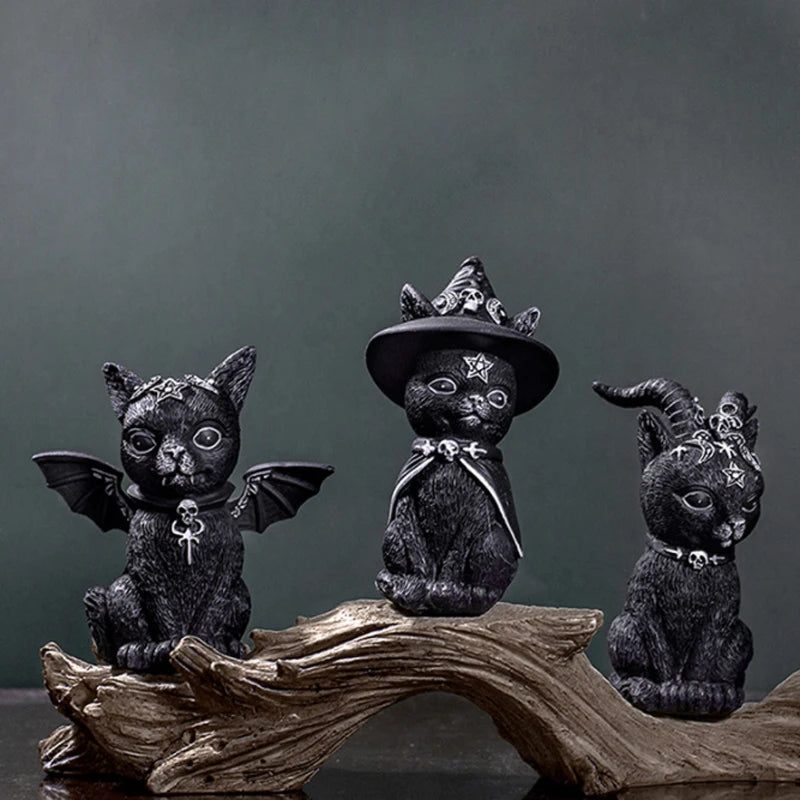 Demon Black Cat Decoration Ornament Halloween Small Magic Sculpture