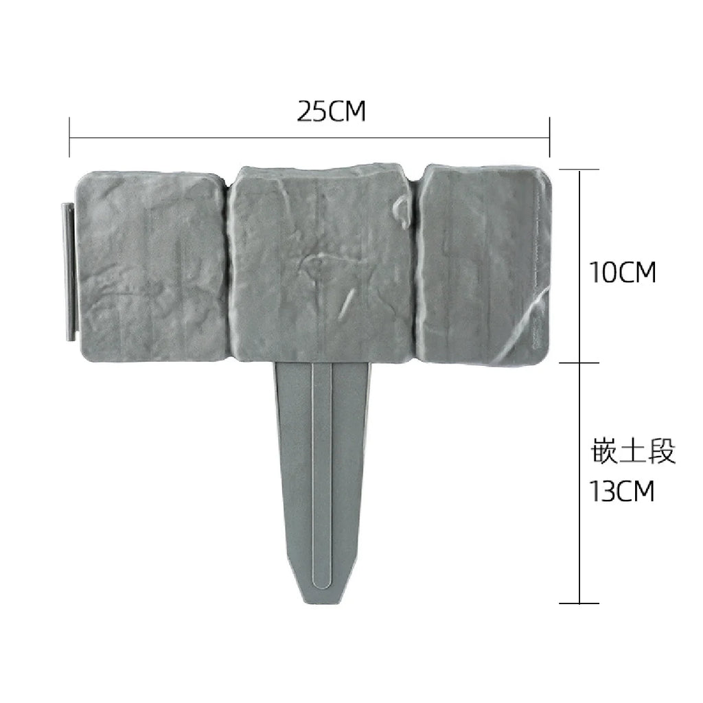 25cm Stone Effect Garden Border Fence – 20pc Plastic Lawn Edging Garden Landscape Edging Zpaxo Light Grey-20pcs