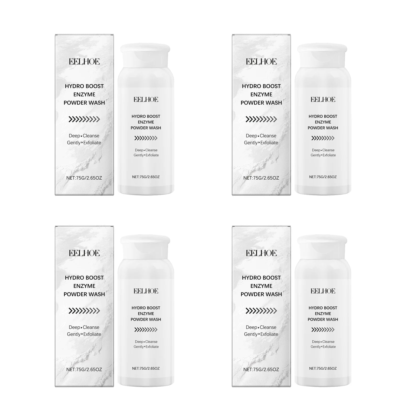 EELHOE Enzyme Face Powder Wash – Pore Cleanser & Oil Control Enzyme Face Cleanser Zpaxo 4 x 75g Boxed