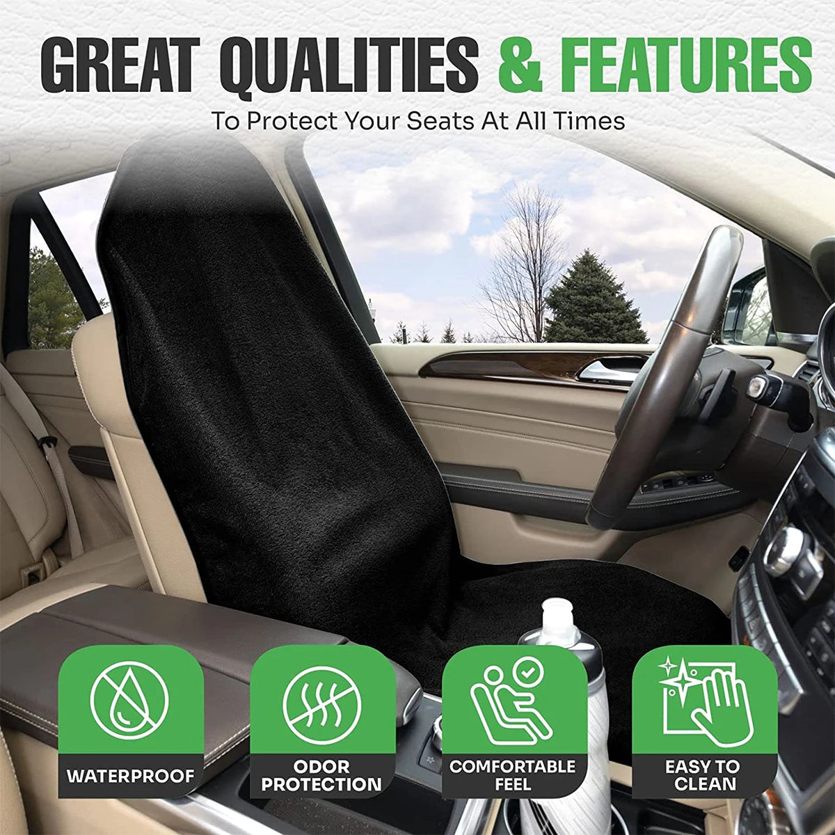 2/4PCS Car Seat Protective Cover Antifouling Car Seat Towel Protector with Adjustable Elastic Strap Non-slip Breathable 29.5*56" Zpaxo