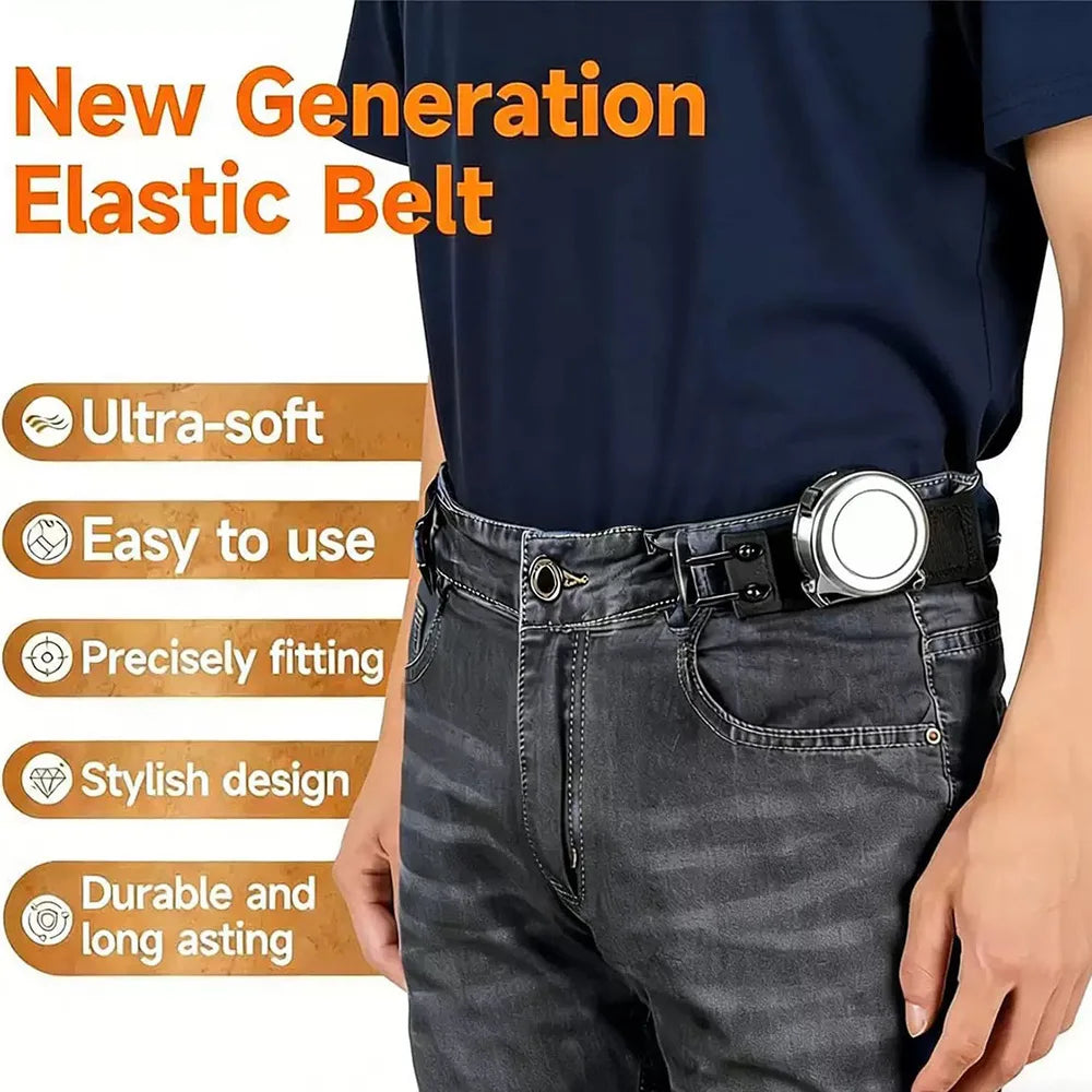 Adjustable Elastic Waistband Buckle with Magic Tape Metal Hooks Clip Belt Buckle High Elastic Belts Stretch Belt For Pants Jeans Zpaxo