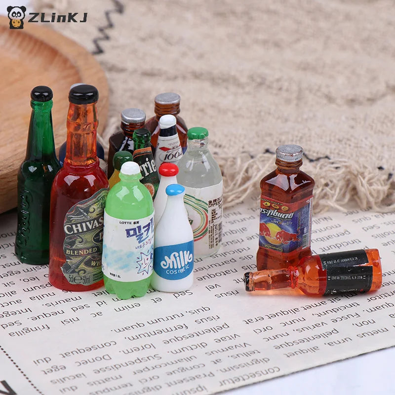 ▶5Pcs 1:12 Dollhouse Miniature Drinks Bottles Model Dolls Kitchen Accessories Zpaxo