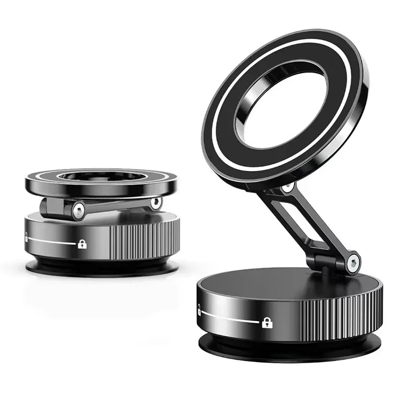 Super Strong Magnetic Phone Holder Foldable Design 360° Adjustable Vacuum Car Mount For Car Desk Bathroom Phone Holder Zpaxo A Black