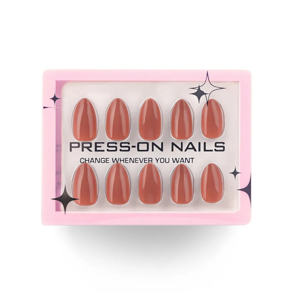 Manicure Long Almond False Nails Simple French Press Solid Detachable Zpaxo GD41