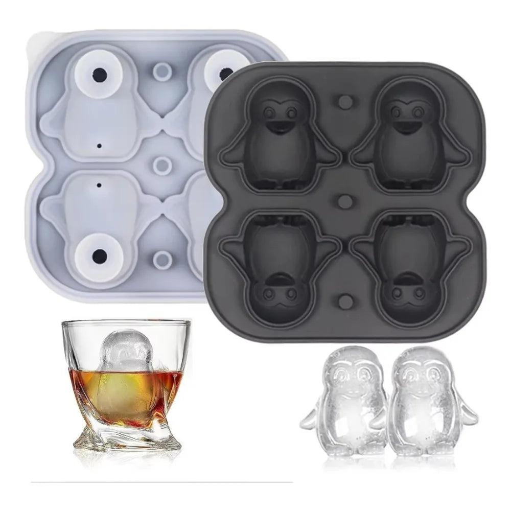 Penguin Ice Cube Mold Large Thick Silicone Whiskey Fun Shape Suitable Zpaxo black