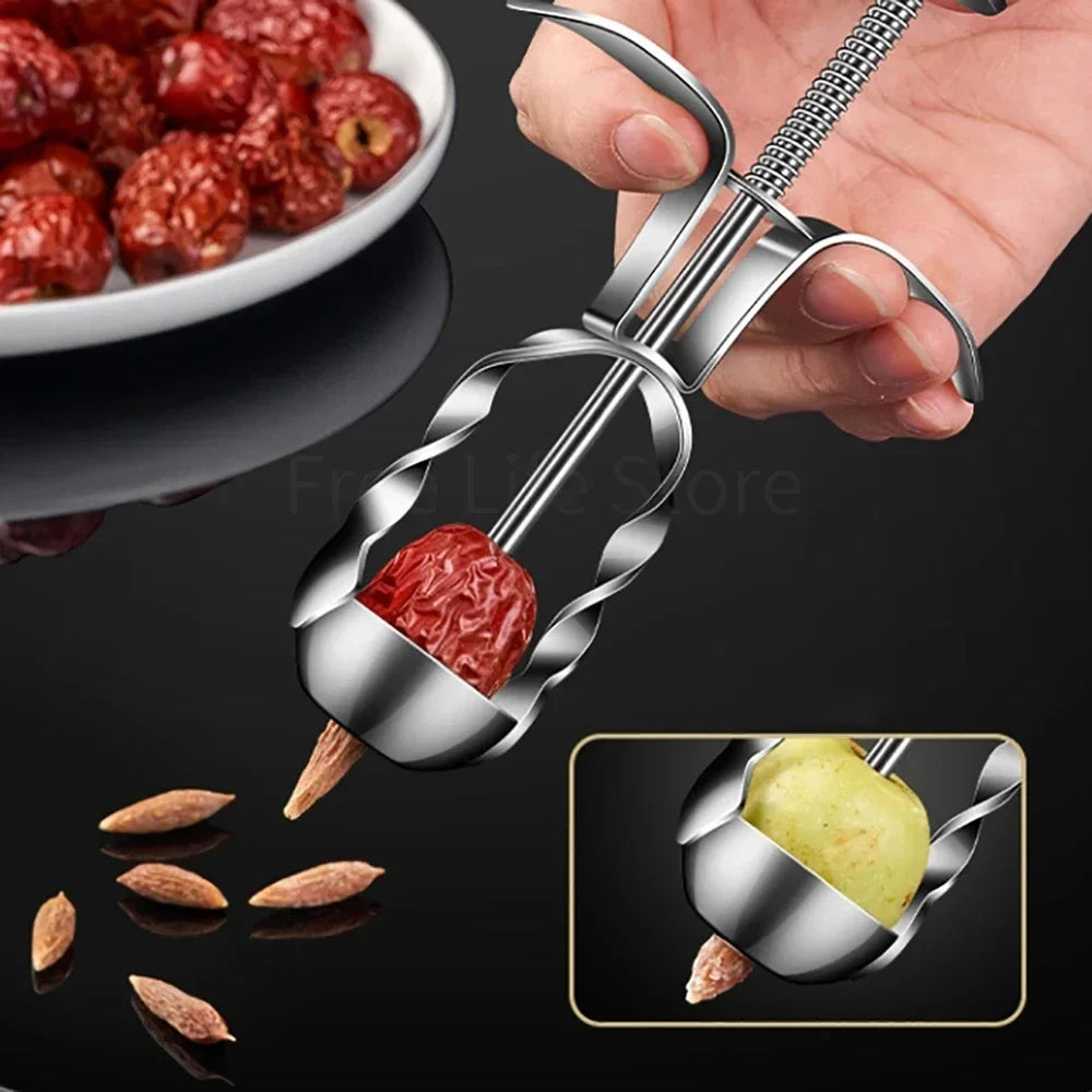 Hot Stainless Steel Cherry Olive Pitter Red Dates Jujube Core Remover Tools Multipurpose Fruit Corer Pit Kitchen Gadget Tools Zpaxo