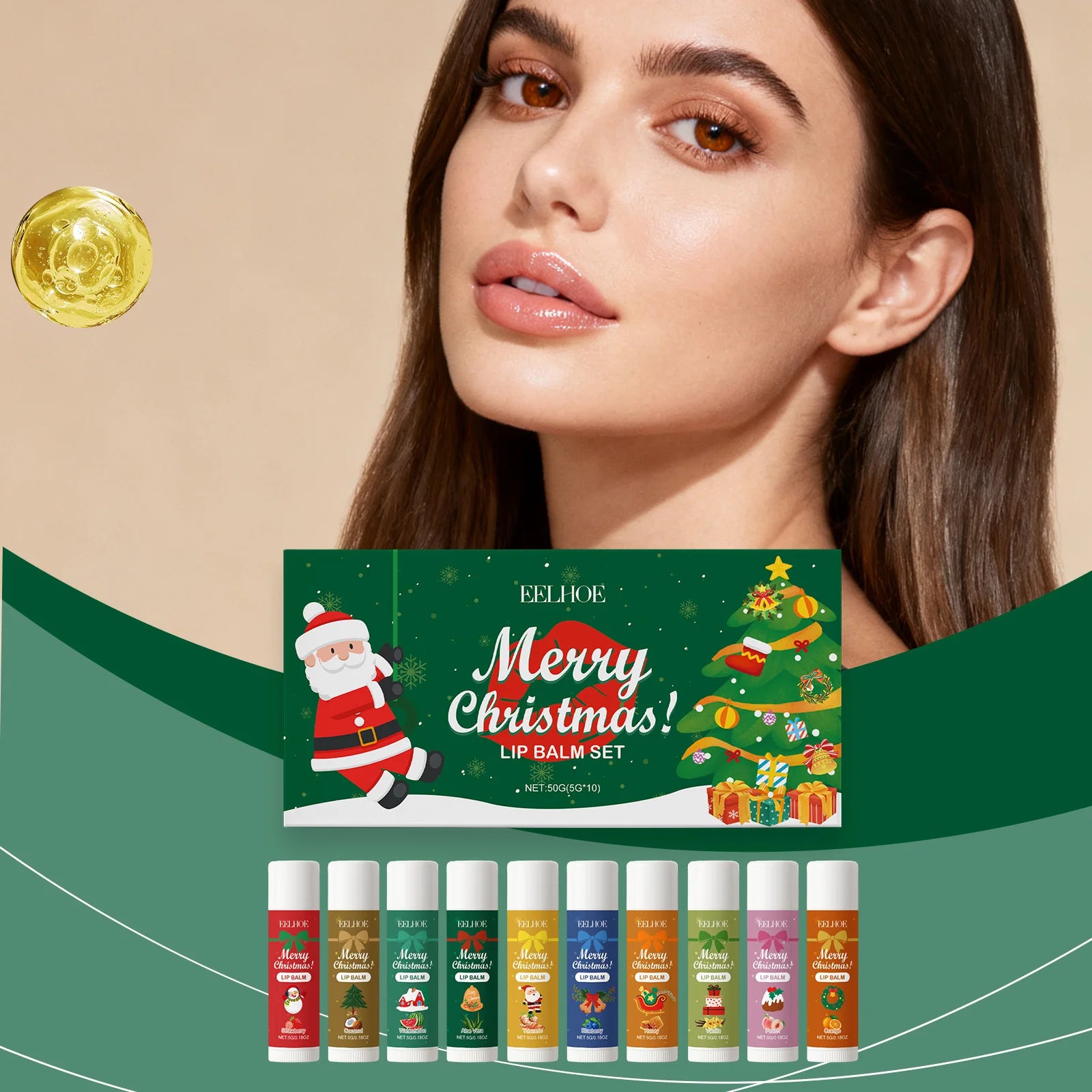 EELHOE Christmas Hydrated Lip Care Set Prevent Dry Chapped Lips Gentle Daily Care Smooth Glossy Plump Lips Lip Balm Set Zpaxo