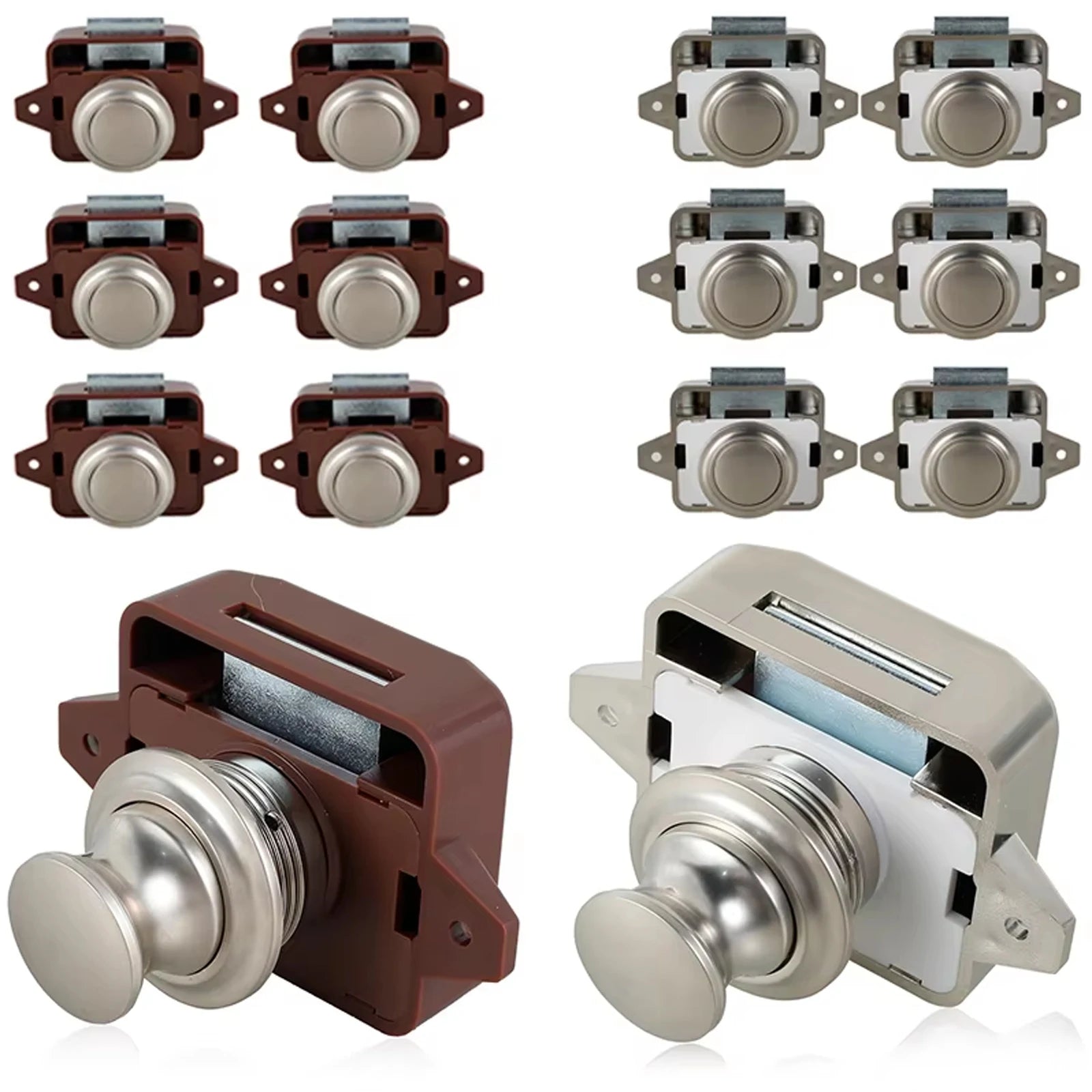 10Pcs Push Button Latch Keyless Cupboard Locks Elegant Cabinet Door Catch Decorative Push Button Latch Door Catch for RV Drawer Zpaxo