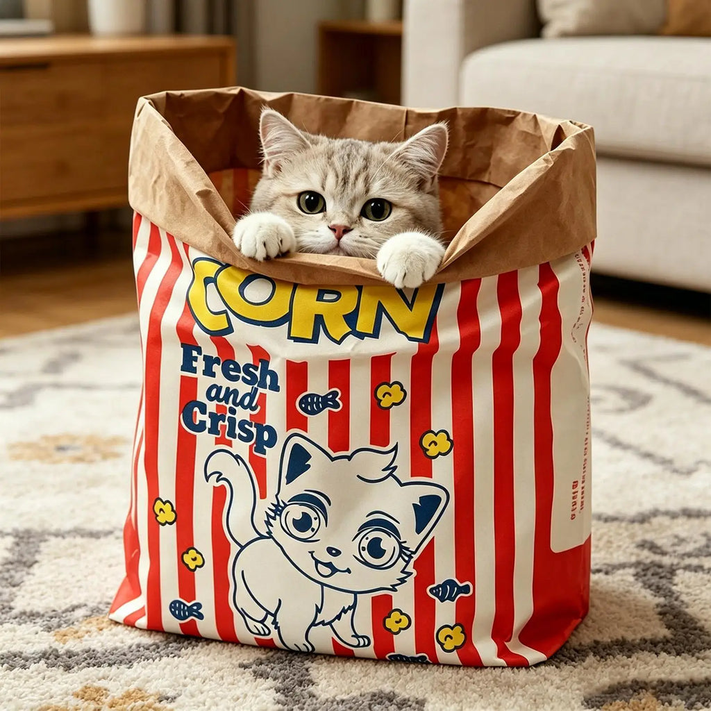Crinkle Cat Bag Foldable Interactive Crinkle Sack For Cats, Cartoon Cat Crate Hideaway Bed With Carrying Handle Zpaxo Default Title