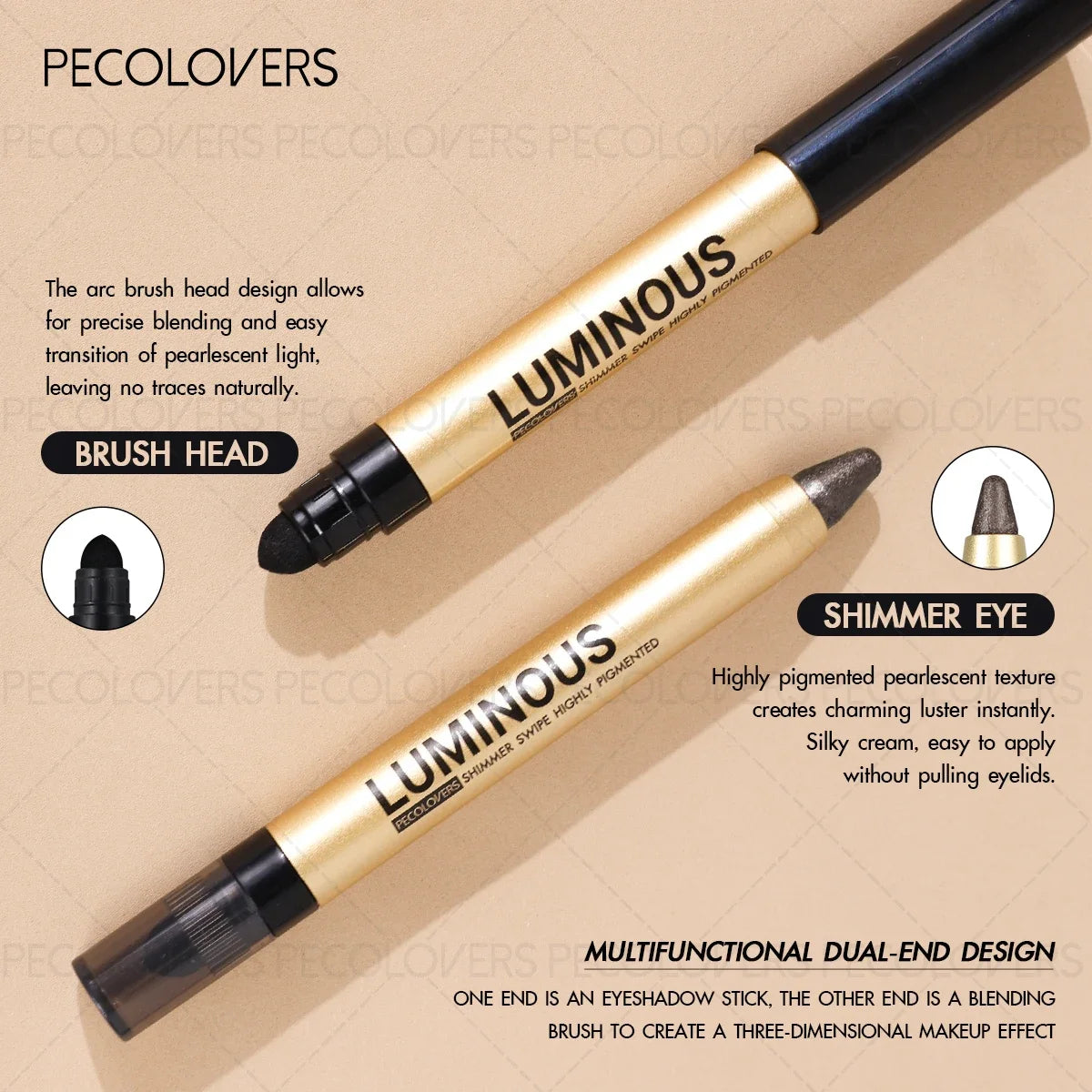 High-gloss Eyeshadow Stick Pearly Glitter Matte Finishes Long-lasting Zpaxo