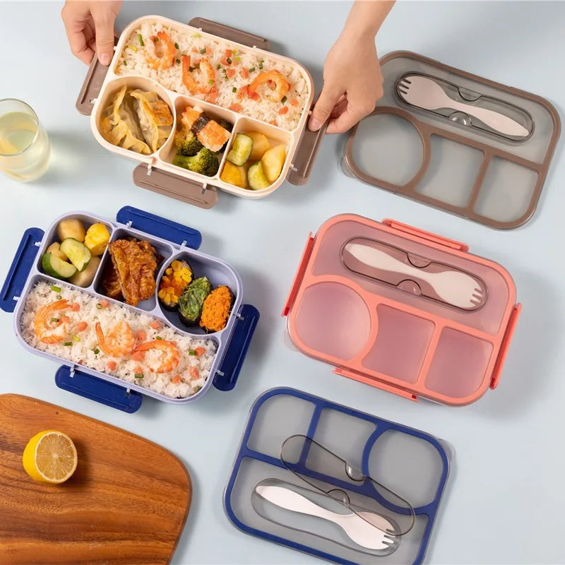 Lunch Box Microwave Safe Portable Compartments Food Container with Utensils Leakproof Anti-slip Zpaxo