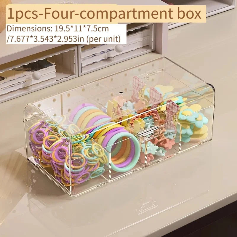 Transparent Plastic Hair Accessories Storage Box Lightweight