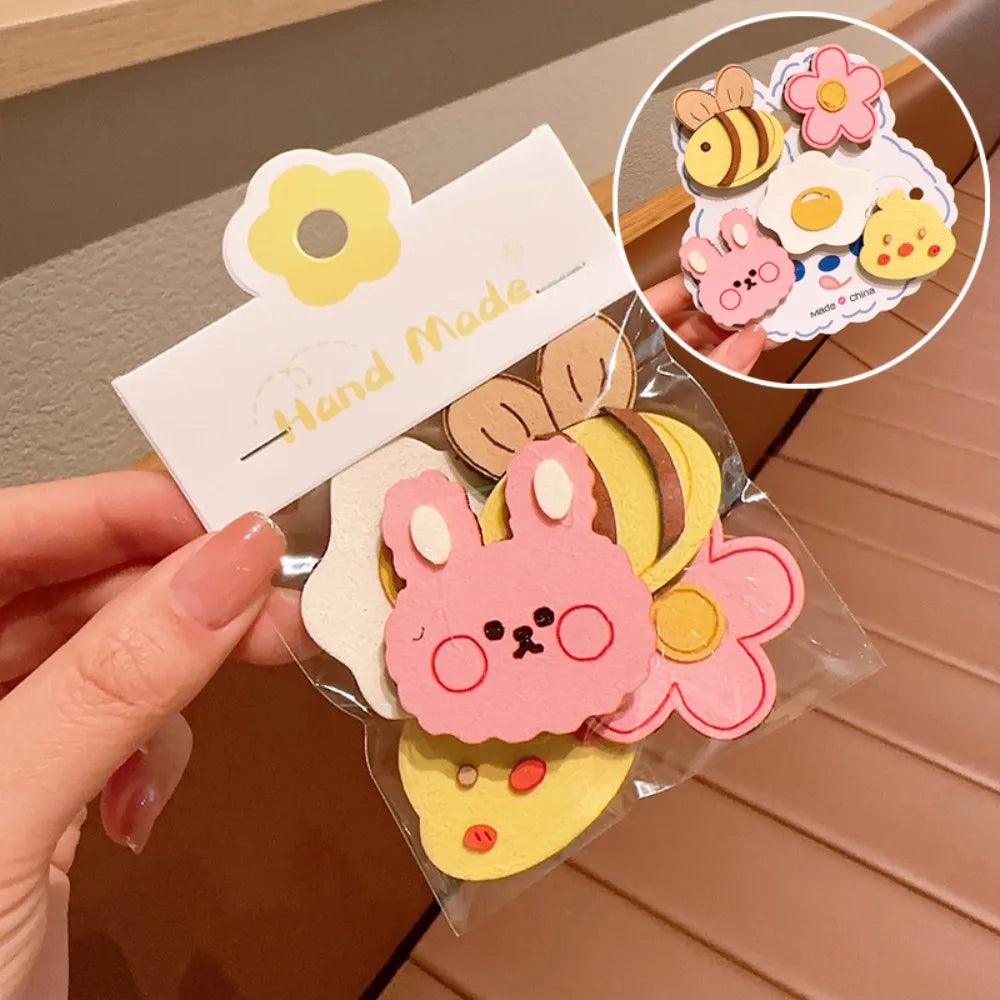 5Pcs/Set Cute Cartoon Hair Clip Not Hurt Hair Reusable Baby Headwear Bangs Stickers Gifts Zpaxo A