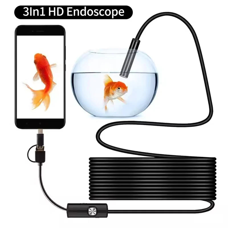 USB C Borescope Camera 1080P Flexible Cable Waterproof Inspection 6