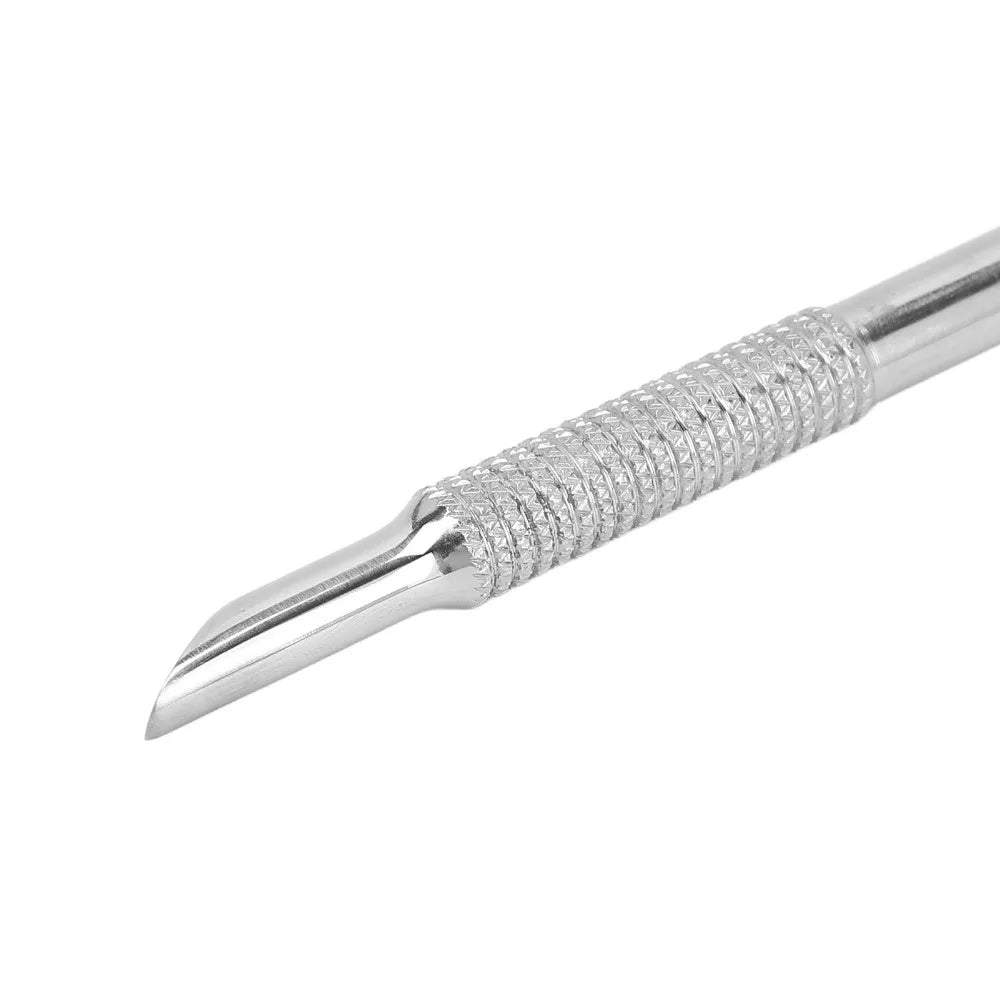Stainless Steel Double Ended Cuticle Pusher Beveled Bent Blade Zpaxo