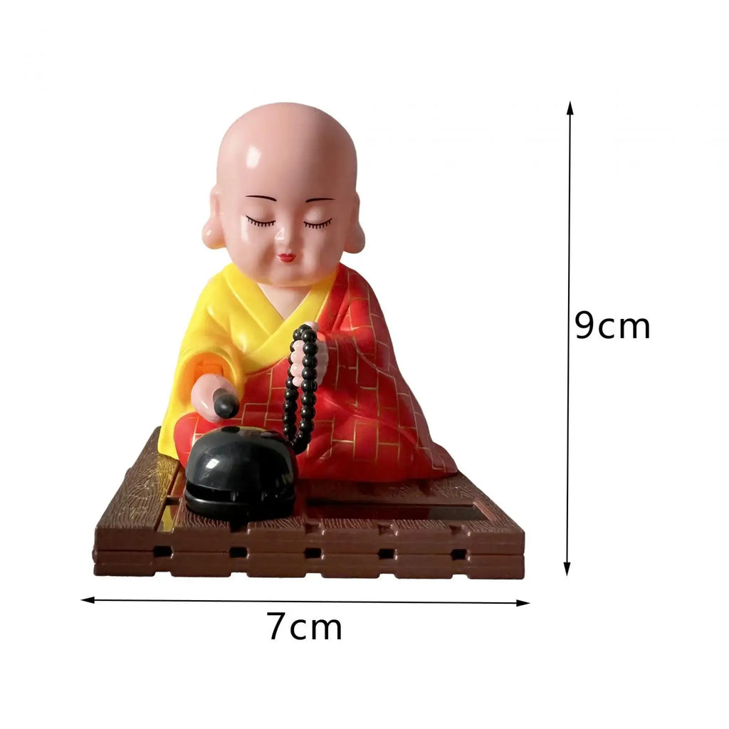 Solar Powered Bobble Shaking Head Dancing Toy Buddhist Monk Doll Figurines Statues Car Dash Board Decorations Zpaxo