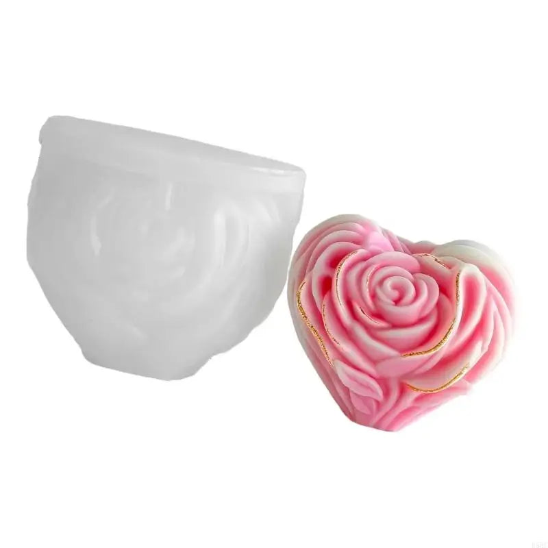 Rose Flower Heart Shaped Silicone Mould Epoxy Resin Making Soap