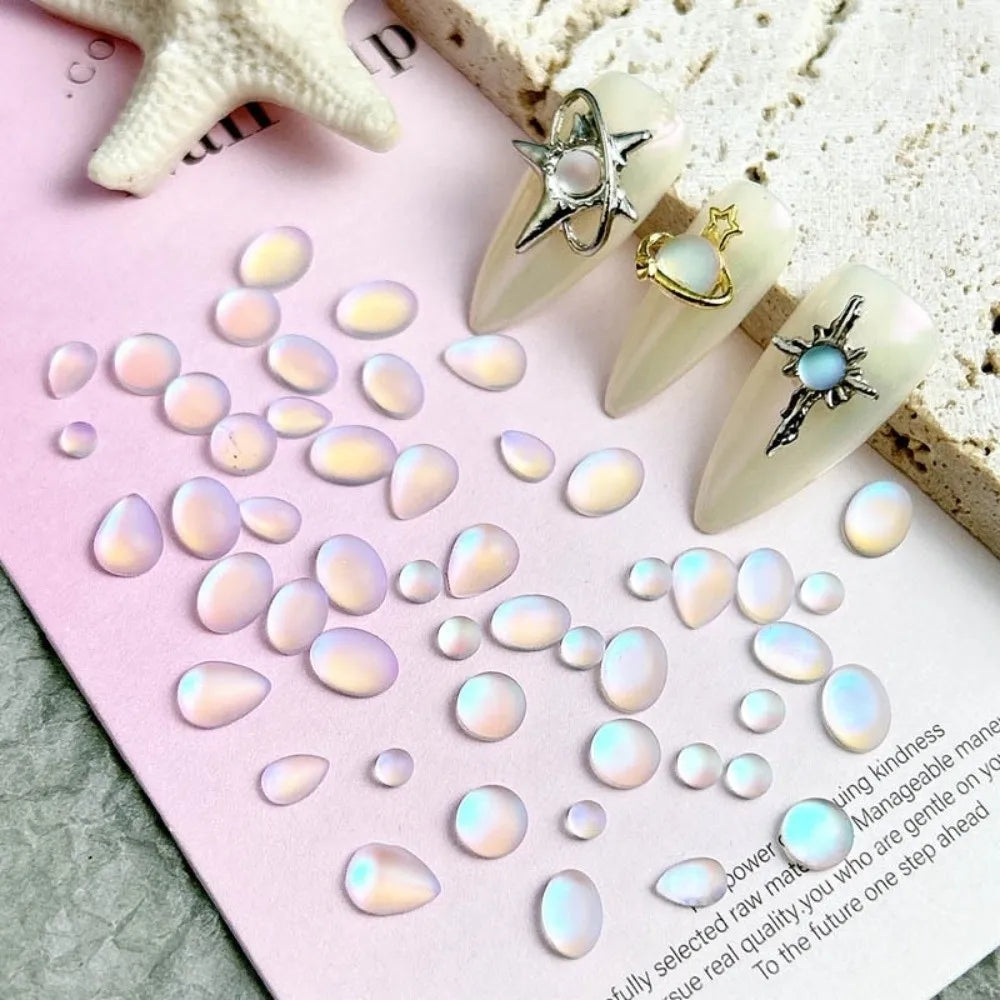 Blue Rhinestone Nail Decorations Teardrop Gems Oval Shape Charms Zpaxo