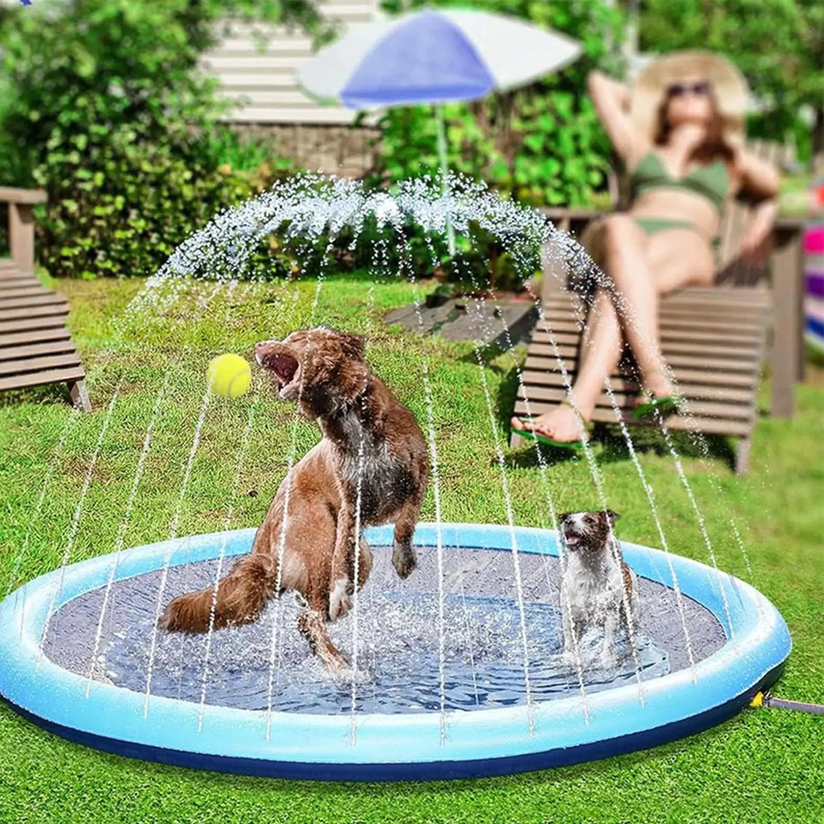 Sprinkler Water Play Mat Kids Reusable Non Slip Outdoor Pad Game Toys