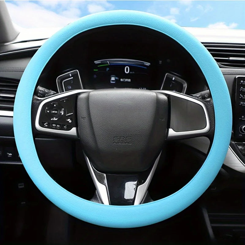 Silicone Steering Wheel Cover – Non-Slip, Soft & Universal Fit Steering Wheel Cover Zpaxo SKY BLUE